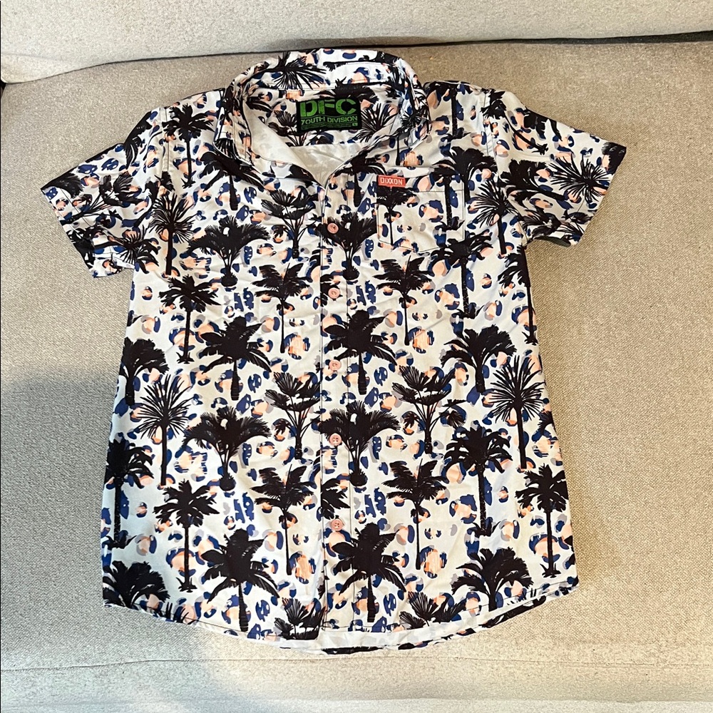 DIXXON Kids Palm Print Button-Up Shirt - Black and White
